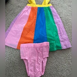 Hanna Andersson Multicolor Striped Dress and Bloomer Set